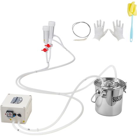 Mophorn Kit mungitrice per capre con secchio in acciaio inox per uso alimentare,batteria al litio ricaricabile da 5200 mAh, mungitrice elettrica portatile con aspirazione a vuoto tra 35-45 kPa (1/5)