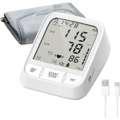 Tensiomètre électronique avec écran pour usage domestique, bras, 2  99 emplacements de mémoire, 2 modes d'alimentation, brassard à largeur réglable, grand écran LCD rétroéclairé (1/5)