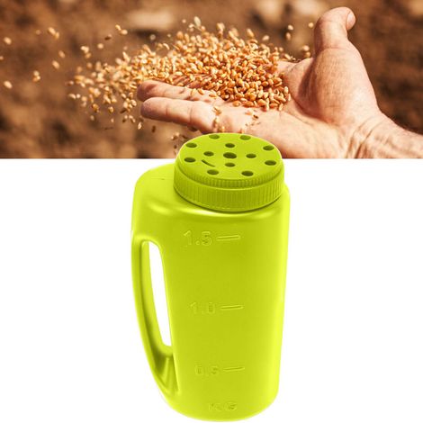 Distributeur de sel de déneigement, engrais, épandeur de sel, distributeur d'engrais portatif, conteneur de semis, bouteille verte. (1/5)