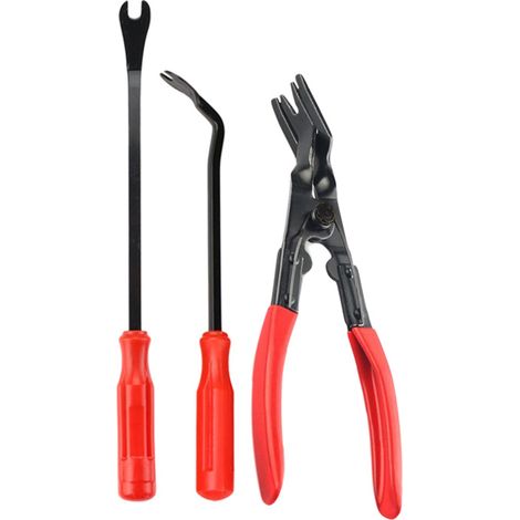 Outil de retrait de bande de garniture, pince à riveter rouge et noire, pince, pince de panneau de porte, pour enlever les panneaux de porte de voiture, les tableaux de bord, retirer les clips de garn (1/5)