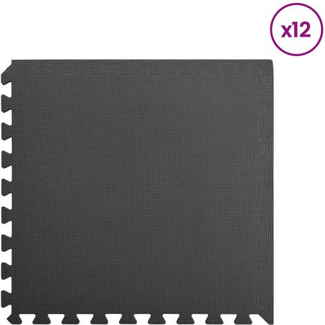 vidaXL Pool Ground Mat 12 pcs Black 4.32 ㎡ EVA Foam