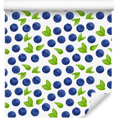 Papier peint à motifs de myrtilles bleues et blanches pour salon et chambre 50x1000 cm (1/4)