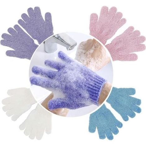 (Violet, Bleu, Blanc, Rose)Gants Exfoliants - Non spécifié - 8 Pièces - Nylon de Haute Qualité - Mixte - Couleurs Variées (1/4)