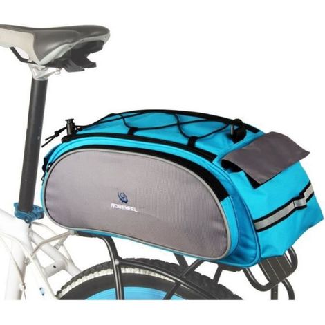 1 Sac porte-bagages vélo, polyester 600D, bandes réfléchissantes, sangle épaule, 13L, VTT randonnée (1/3)