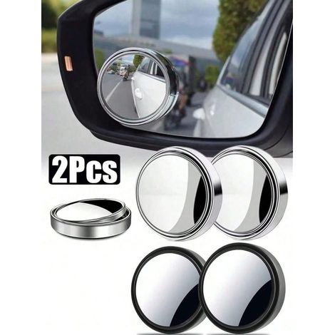 2 Miroirs d'angle mort réglables, miroir arrière auxiliaire convexe pour voiture, miroirs à cadre rond grand angle pour la sécurité lors de la marche arrière (1/5)