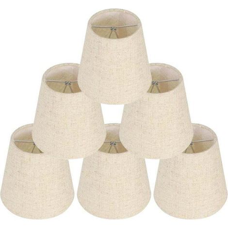 Ensemble de 6 abat-jours de lampe de table - Abat-jour à pince - Abat-jour de rechange en lin - Petit abat-jour avec pince pour table de chevet (1/4)