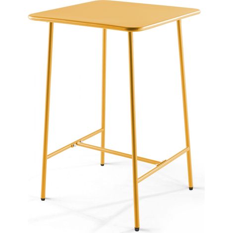 Table haute de jardin carrée en acier jaune - Palavas