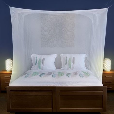 200x200x150cm Moustiquaire pour Lit Double à King Size — Ciel de Lit sans Ouverture Baldaquin Anti-Insectes pour Lit Queen, Matériaux Légers & Sac de Voyage (1/5)