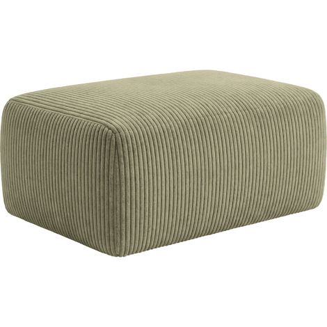 OLYMPE - Pouf en petit velours côtelé Vert 100x68x42 cm