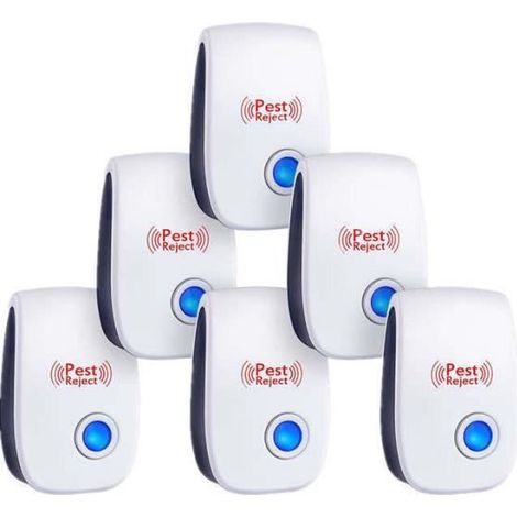 FOLAYA Répulsif Ultrasons,Repulsif Moustique,Repulsif Anti Mouches Electrique Appareil Répulsif Souris ,Fourmi,Araignée, (6 Paquets) (1/3)