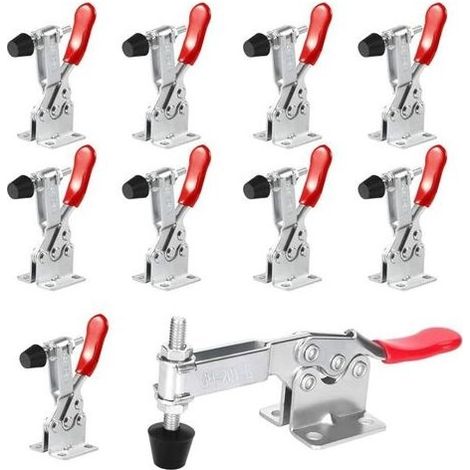 10Pcs Sauterelle de Serrage GH-201-B Pince à Bascule Pince à Genouillère Capacité de Maintien Environ 90 kg, Antidérapant pour Menuiserie, Machines, Soudage (1/5)