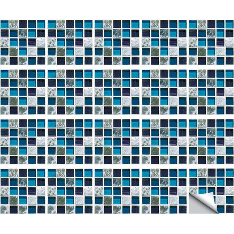 Autocollant Mural Carrelage Simulation Mosaïque - PVC Imperméable - Pour Cuisine Salle De Bain Séjour - Surface Lisse - 2 Pièces (1/5)