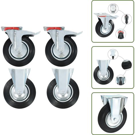 Rollen 4 Stk. 200 mm - Rollenset - Industriereifen - Schwerlastrollen - Lagerwagenrollen - Schubladenrollen (1/5)
