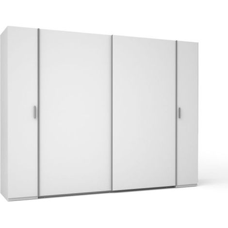 Armadio a 4 porte STAR – Bianco – Con guardaroba integrato – L264 cm