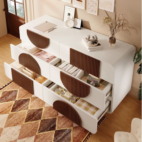 Cómoda de 6 cajones blanca de MDF y madera HAVRYA (1/5)