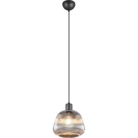 Lampada a sospensione retrò nera vetro E27 Trio Tarifa (1/5)
