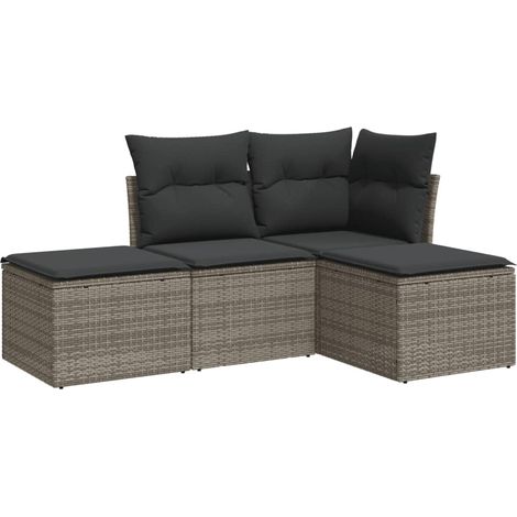 Maison Exclusive - 4-tlg. Garten-Sofagarnitur mit Kissen Grau Pol