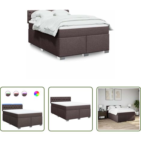 vidaXL Surmatelas - Sommier à lattes de lit avec matelas Marron foncé 140x190 cm (1/5)