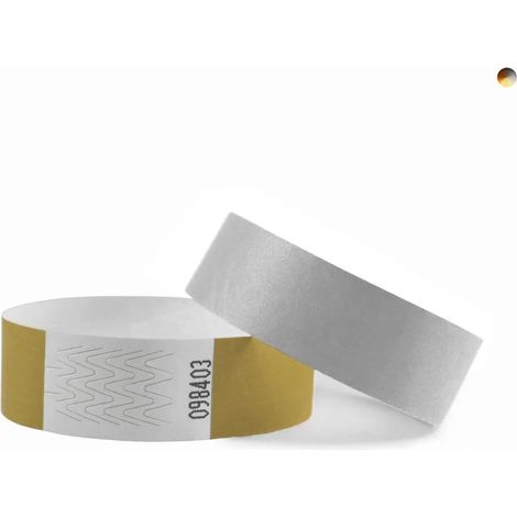 Bracelets d'entrée Tyvek, assortiment de 5 couleurs métallisées - 100 pièces (1/3)