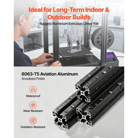 Profilé Aluminium Extrudé 4040 4 PCS Profilé Alu Anodisé 400 mm Rainure en T Standard Européen pour Châssis d'Imprimante 3D, Machin… (1/5)