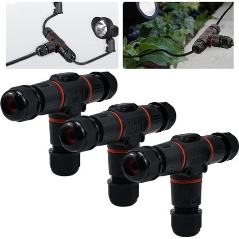 Connecteur Câble Étanche IP68 3 Voies Boîte Jonction T 3PCS Boîte de Dérivation Extérieure, Protection Haute Étanchéité, Installation Facile, Pour Câbles Ø3-12 mm Jardin Électricité (1/5)