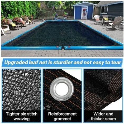 Housse de protection en filet pour piscine rectangulaire extérieure – Couverture anti-feuilles et anti-débris pour piscines gonflables et tubulaires, dimensions 3 x 5 m (10 x 16,4 pi) (1/4)