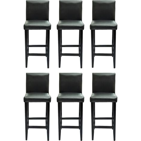 Tabourets de bar avec dossier noir Similicuir Axal - Lot de 6 (1/4)