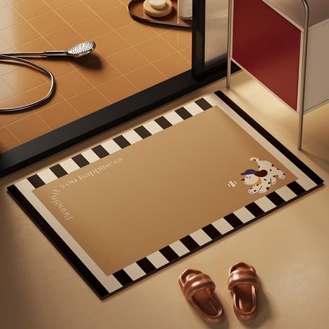 Ede Chien Gros et Amusant - 4 5080cm (Terre de Diatomées) Tapis de sol en terre de diatomées avec motif de chiot de dessin animé, très absorbant et antidérapant, pour l'entrée de la salle de bain. (1/4)