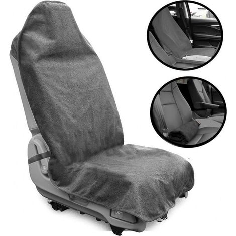 Gray Towel Seat Cover Waterproof Non-Slip Universal Fit for Single SUV Car Front Seat (1/5)