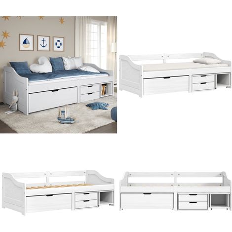 Lit de jour avec 3 tiroirs sans matelas IRUN blanc 90x200 cm - Lit De Jour - Canapé-lit - Lit D'appoint - Lit Convertible - Meuble Multifonction - Home & Living (1/5)