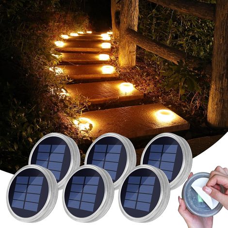 Lampe Solaire Exterieur Jardin Chaud Sans Percage, Spot Outdoor Solar Light 11cm 24 Led Lumière Adhésive, IP68 Étanche Eclairage pour Sol, Marche, Escalier, Pont, Trottoir, Allee, Chemin (1/5)