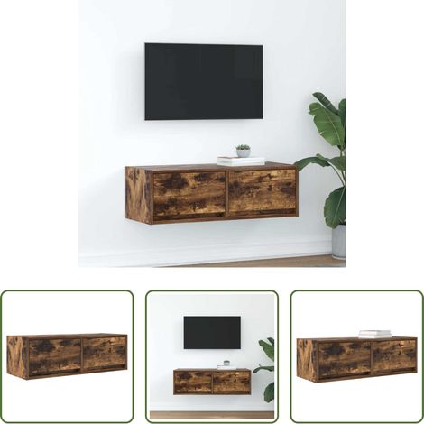 Armoire tv - Meuble TV chêne fumé 80x31x25,5 cm bois d'ingénierie (1/5)