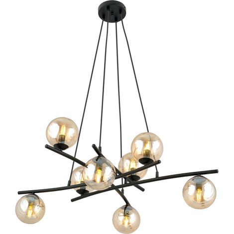Lampadario sospeso ESSA 8 luci Emibig nero/miele Ø100cm (1/5)
