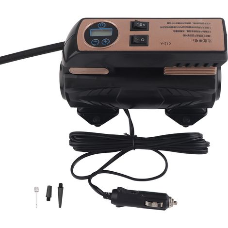 Gonfleur d'air portable 12V 120W pour pneus de voiture et moto, compresseur avec 3 buses (1/5)