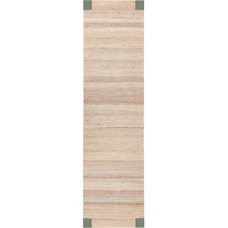 Tappeto in juta rettangolare 80 x 300 cm Tessuto in stile rustico Soggiorno Camera da letto Beige e verde Amravati