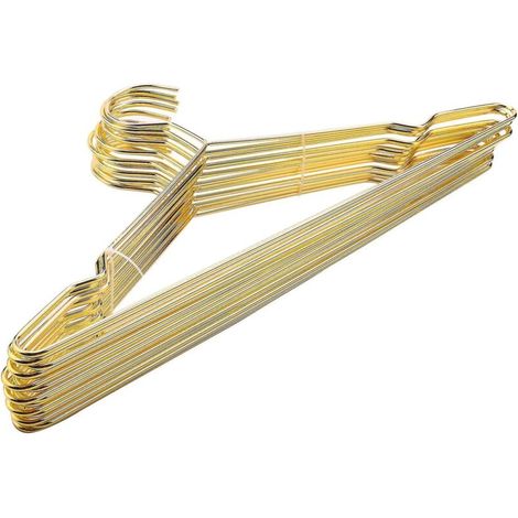 Set aus 15 kupfergoldenen Metallkleiderbügeln mit Nut, robust und langlebig, für Kleidung und Anzüge. (1/5)