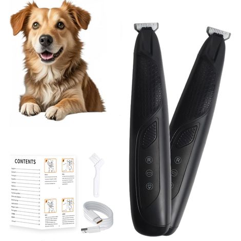 Tondeuse sans fil silencieuse pour animaux avec lumière LED, tondeuse pour les oreilles, les yeux, les pattes, le pelage et les griffes, toutes races et tailles, kit portable, noir (1/5)