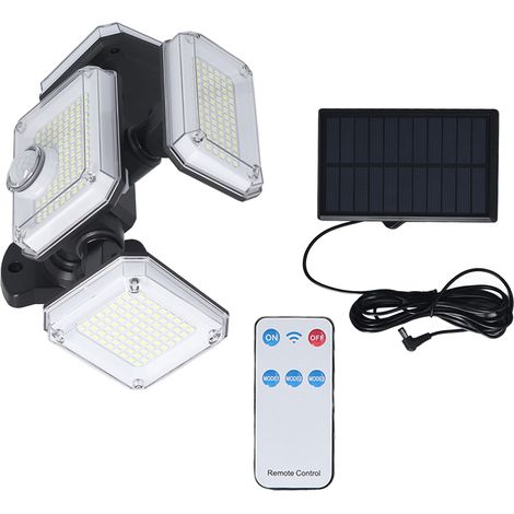 4-flammige Solar-Sensorleuchte, 7700 K, 8 W, IP65, 3 Helligkeitsstufen, verstellbare Solar-Sensorleuchte mit Fernbedienung (1/5)