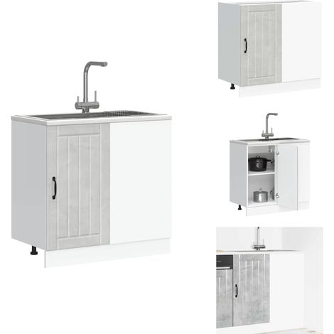 Meuble de base de lavabo Lucca gris béton bois ingénierie - Meuble Bas Du Lavabo - Meubles Bas Du Lavabo - Meuble Bas De Cuisine - Meuble Bas Du Lavabo Pour Cuisine (1/5)