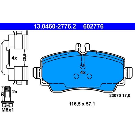 Kit de plaquettes de frein, frein à disque ATE 13.0460-2776.2 MERCEDES-BENZ