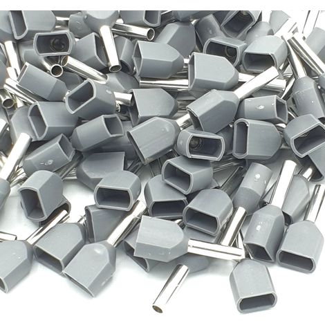 100 pezzi di puntali a crimpare doppi grigi da 0,75 mm per cavi isolati. (1/2)