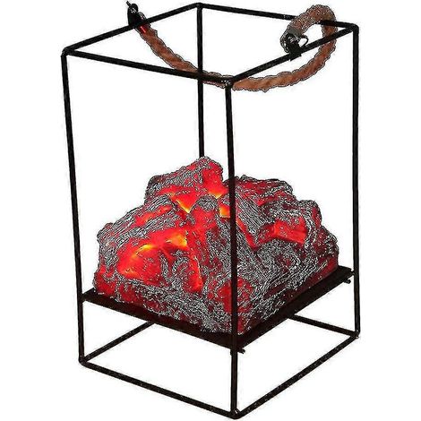 Lanterne de cheminée portable, lampe à feu de charbon de bois avec lumière LED L (1/5)