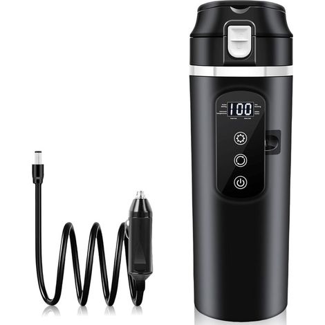 Bollitore da auto - Bollitore da viaggio - Bevande calde in movimento - Temperatura variabile - 500 ml - Nero (1/5)