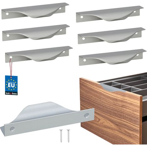 KOTARBAU® Moderne Möbelgriffe aus Aluminium mit silberner Kante, 96/116 mm, 6er-Set