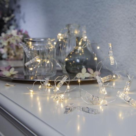 LED Dekolichterkette ,Clippy', 30 LEDS, Batterie und Timer, warmweiß, 290cm (1/4)