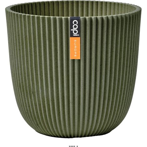Pot boule Groove en matières recyclées H 12cm Vert olive - couleur: Vert olive