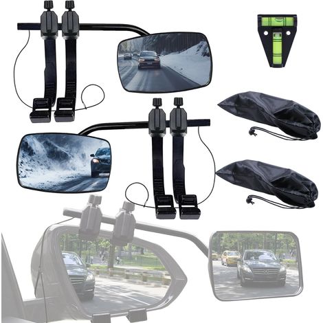 Espejos para caravana 120×190 mm, juego de 2, espejos universales de superficie, derecho e izquierdo - negro