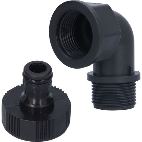 2 Pièces Raccord Coude Robuste Adaptateur de Tuyau avec Raccord Mamelon pour Jardin Extérieur (Coude Directionnel G1 Filetage Mâle et Femelle) (1/5)