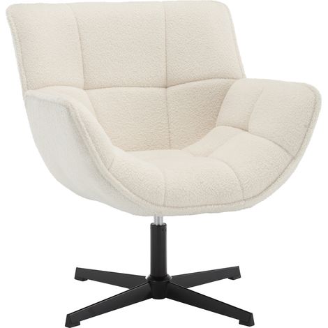 Wahson Butacas en Piel sintética, Sillón Giratorio con Respaldo cómodo para el Dormitorio Sala de Estar, Blanco (1/5)