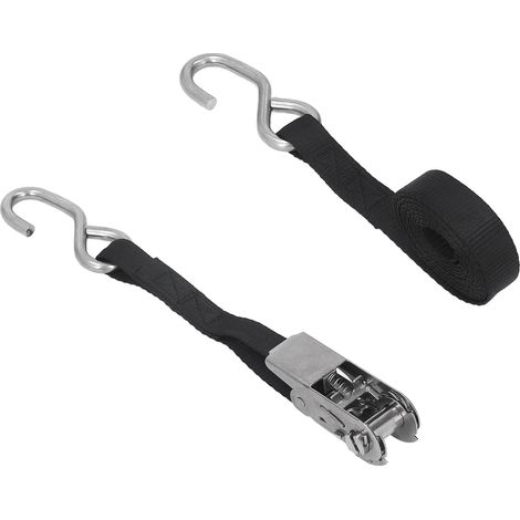 Sangles de serrage à cliquet 25mm noir antirouille coutures précises pour moto remorque camion kayak bateau 3m/9,8ft (1/5)